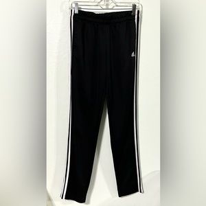 ADIDAS YOUTH BLACK WITH 3 ICONIC WHITE STRIPES ANKLE ZIP SOCCER PANTS #128
